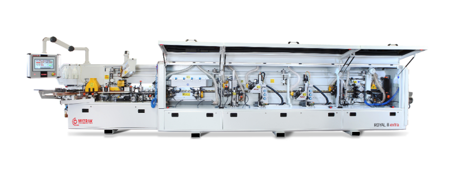 ROYAL 8 EXTRA – Masina Industriala Heavy-Duty de Aplicat Cant, Varf Tehnologic, cu Control PC, Pre-frezare Profesionala si Functii Integrate, destinata Fabricilor de Mobila si Prestatorilor de Servicii cu Productie de Volum Mare